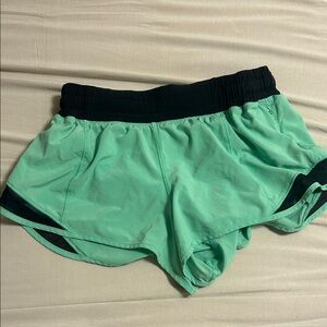 Women's Lululemon Hotty Hot shorts in Lime and Black